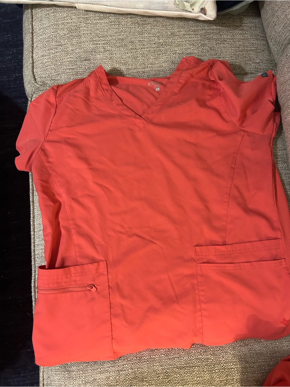 Med Couture Women’s V-Neck Scrub Top in Coral Red